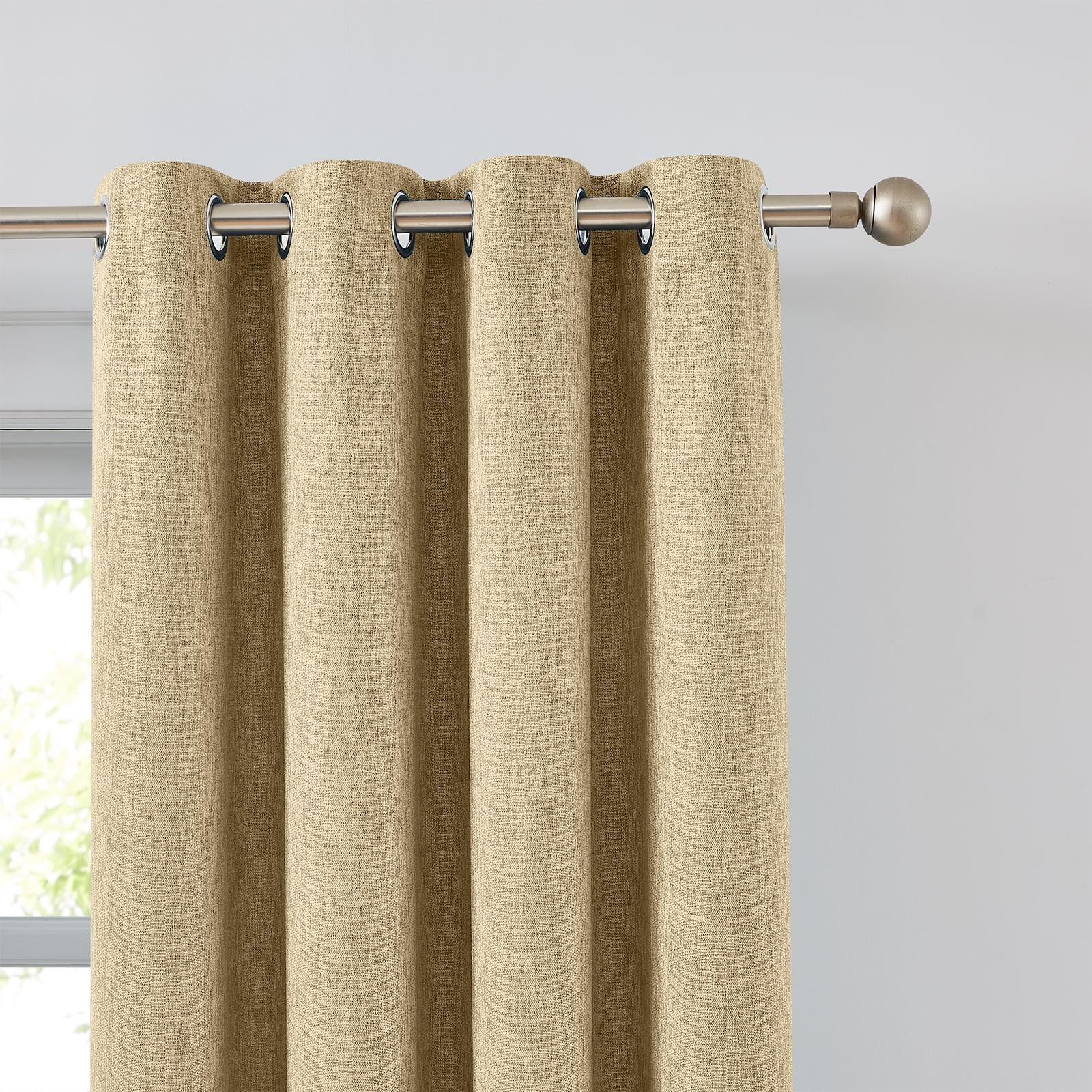 Melodiux Beige Linen Textured Room Darkening 42″W x 63″L (Pack of 2),