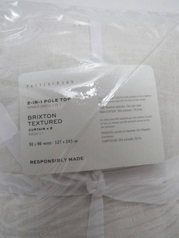 Pottery Barn Brixton Unlined Textured Curtains, 50″ x 96″ Heathered Oatmeal NWT