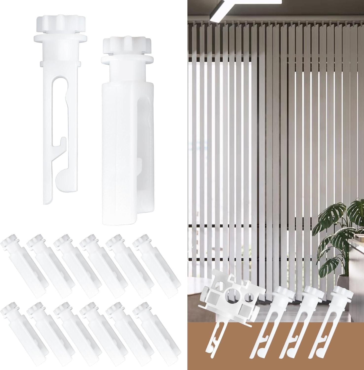 White Vertical Blind Stem Replacement – 12 Pcs for Vanes Carrier Accessories
