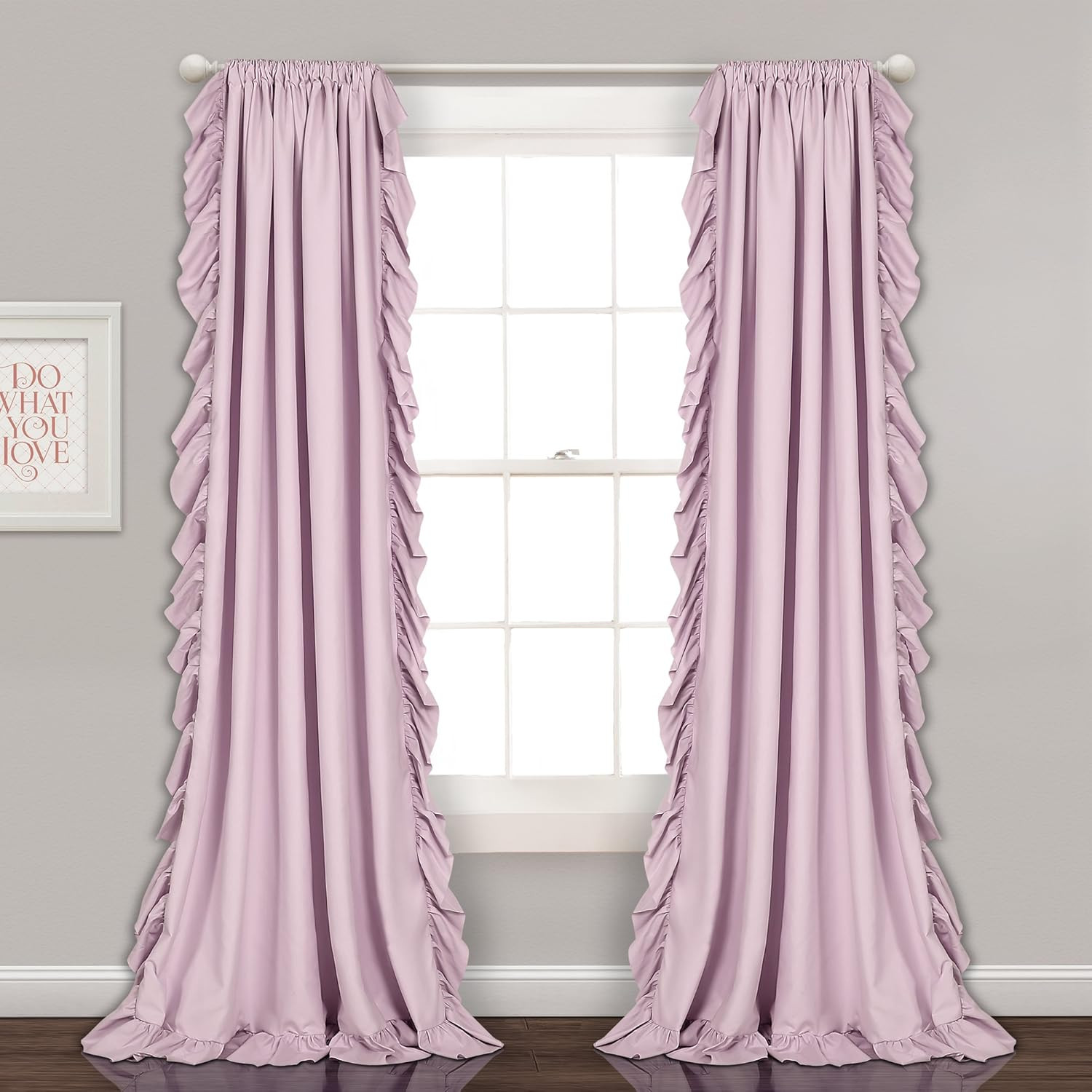Reyna Ruffle Window Curtain Panel Set, Pair, 54″ W X 84″ L, Wheat – Flowy Curtai