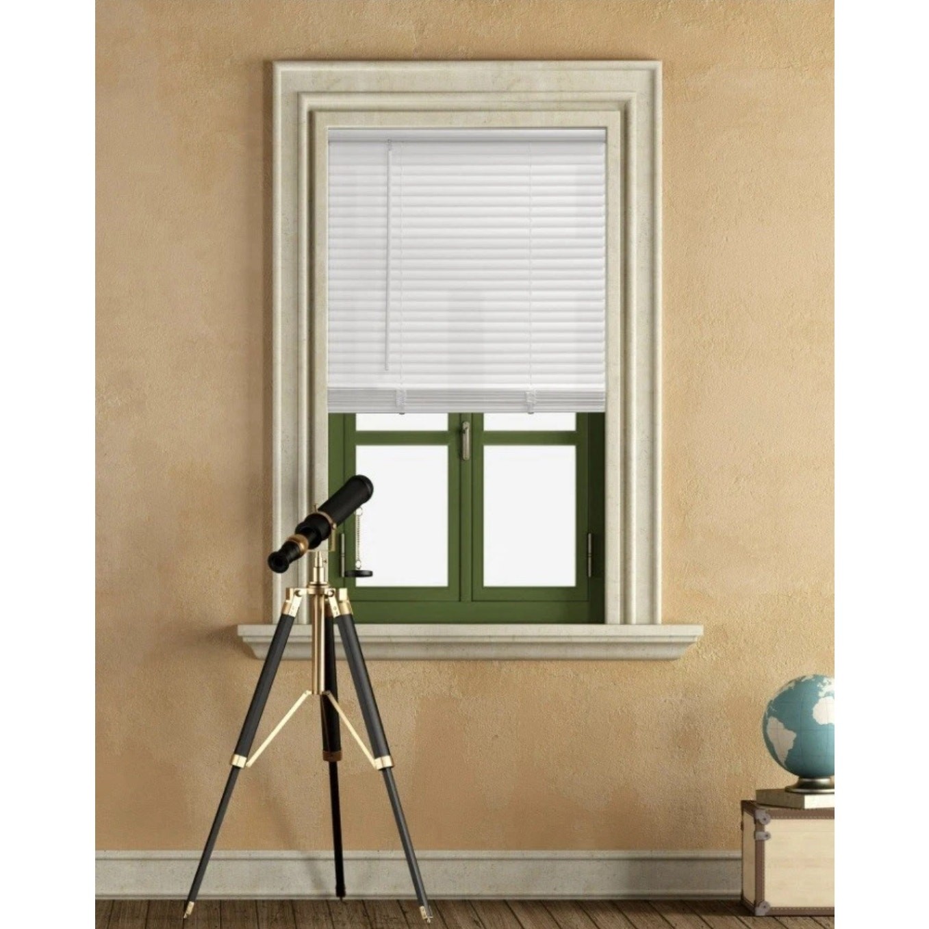 Mainstays 1″ Cordless Vinyl Light Filtering Mini Blinds, White, 34″ W x 64″ L