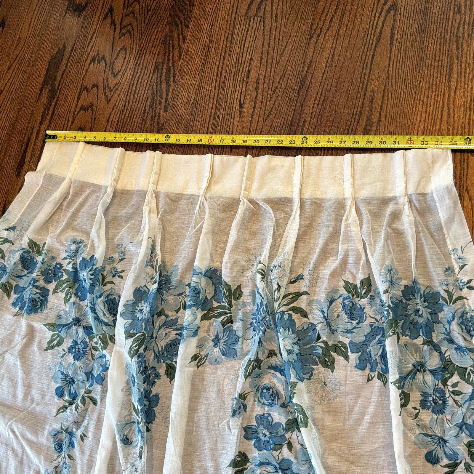 Set of 4 VTG 70s Blue Boho Floral Curtain Panels 82″ Cottagecore Grandma READ