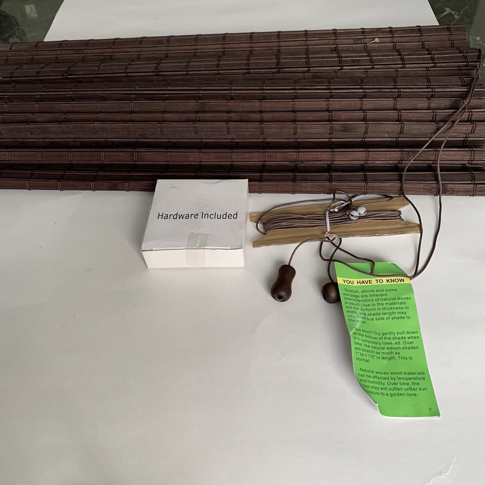 2 Natural Woven Roman Shades With Rear Lift Cords For Child Safety 23W 60L