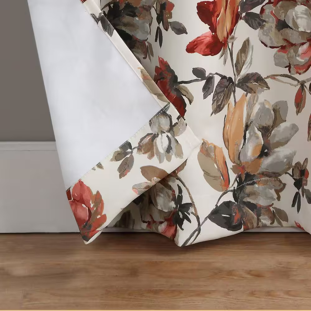 Irma Vintage Floral Stone 63 In. L X 40 In. W Blackout Grommet Curtain Panel