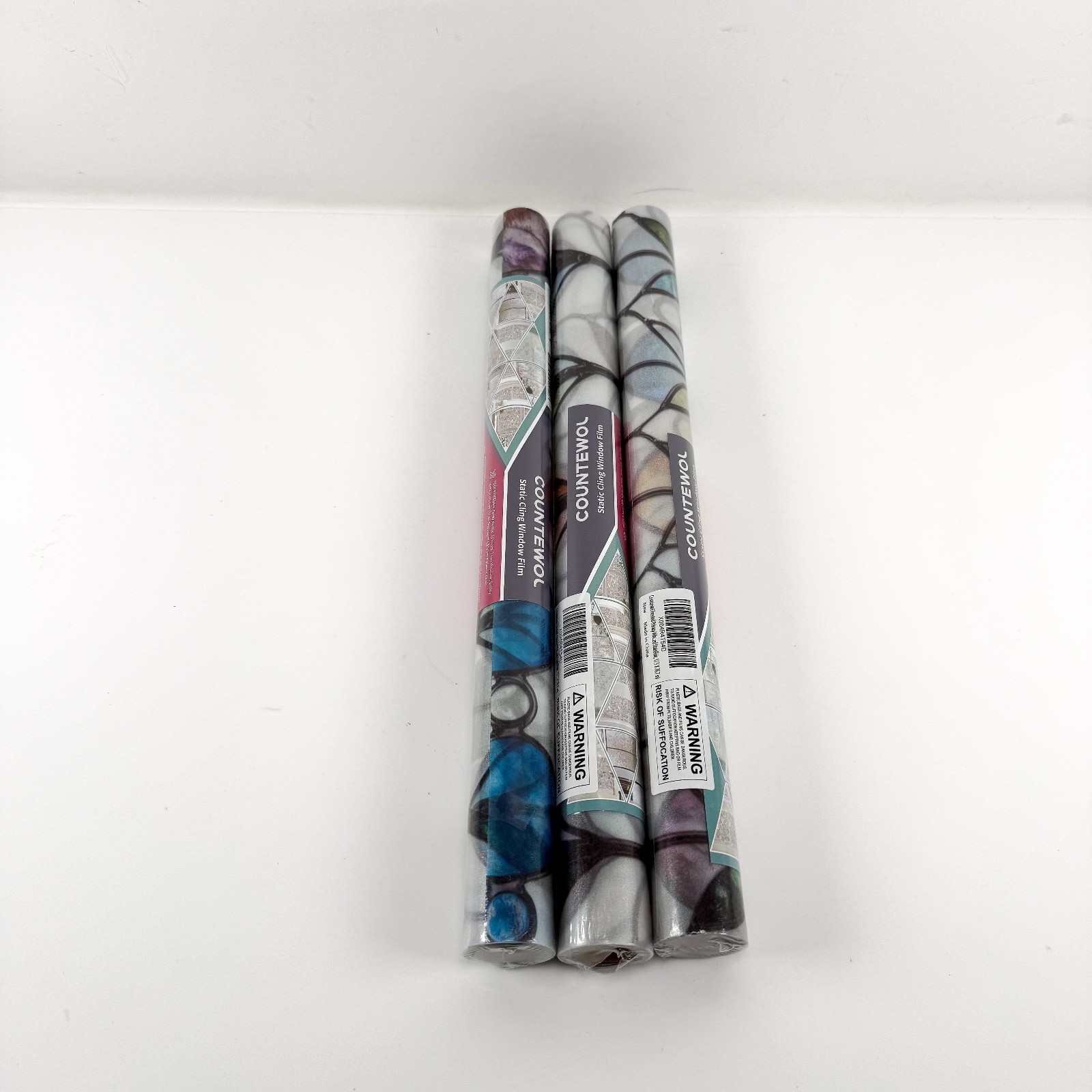 3 Rolls Countewol Static Cling Window Film Floral Lot NEW