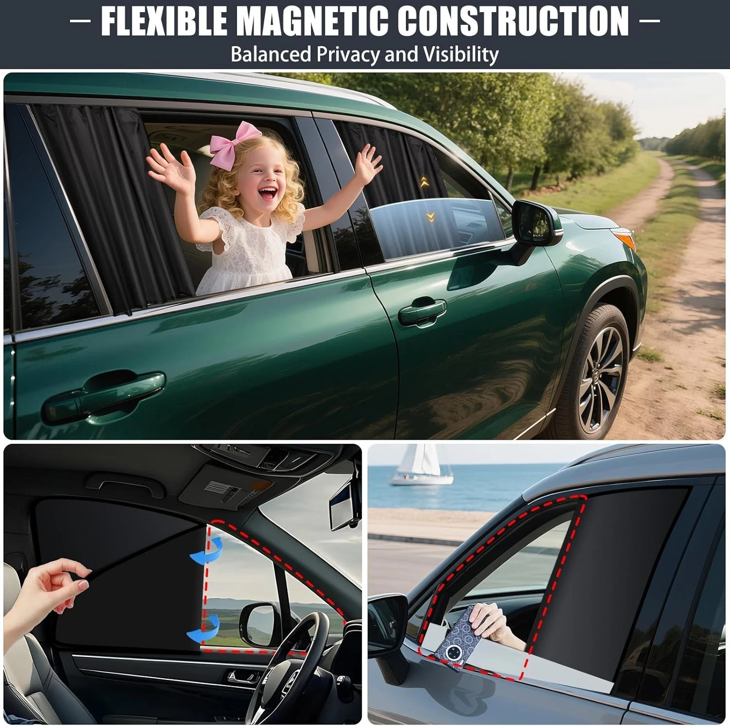 Car Window Shades for 4Runner 2017-2024, 4 Pcs Magnetic Car Window Covers – 100%