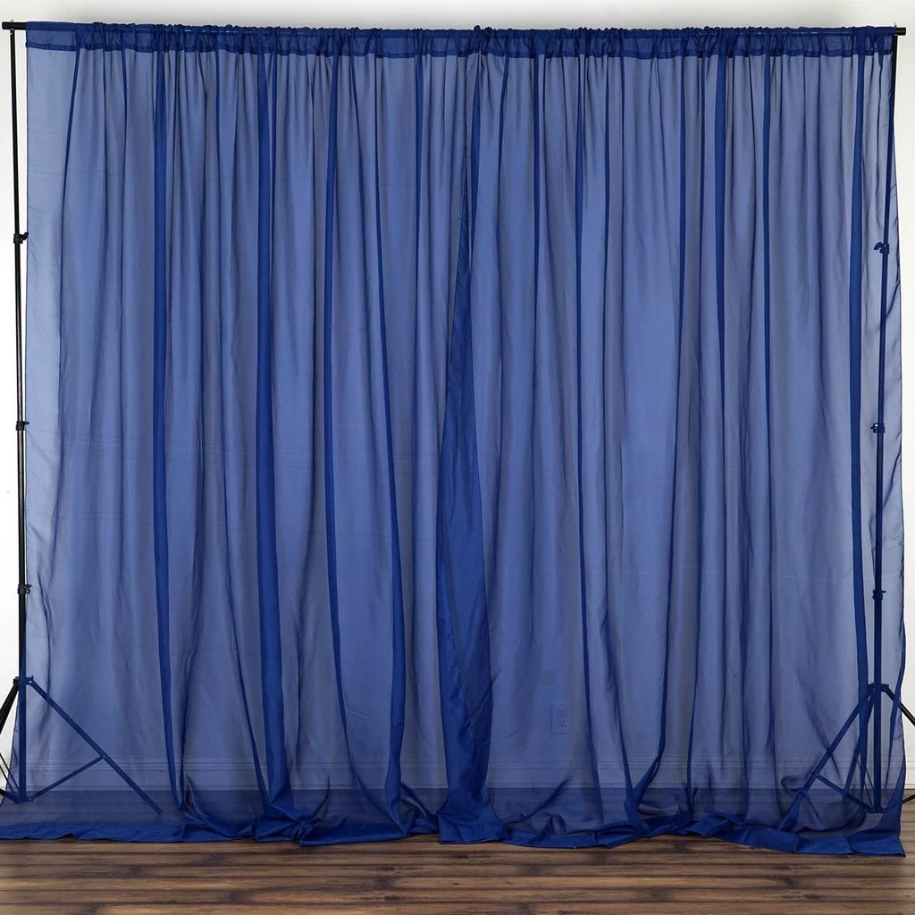 Navy Blue 10 x 10 ft Voile BACKDROP CURTAINS 2 Panels 5×10 ft Party Decorations