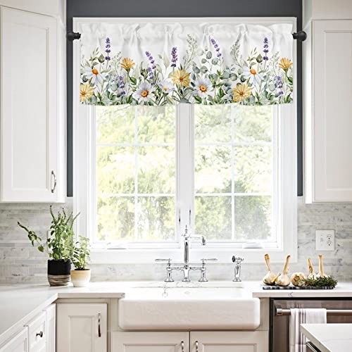 Kitchen Curtain Valance, Lavender Daisy 54″W x 18″L (Pack of 1) Flowersyku1622