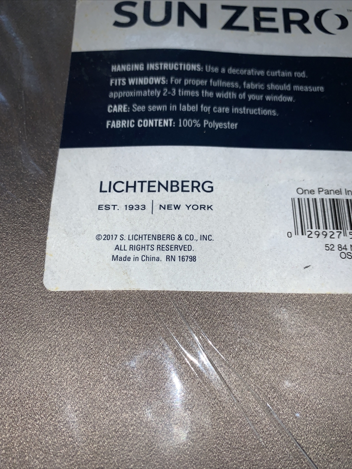 Sun Zero Theater Grade Extreme Blackout 52 x 84 Grommet Curtain Panel Taupe -New