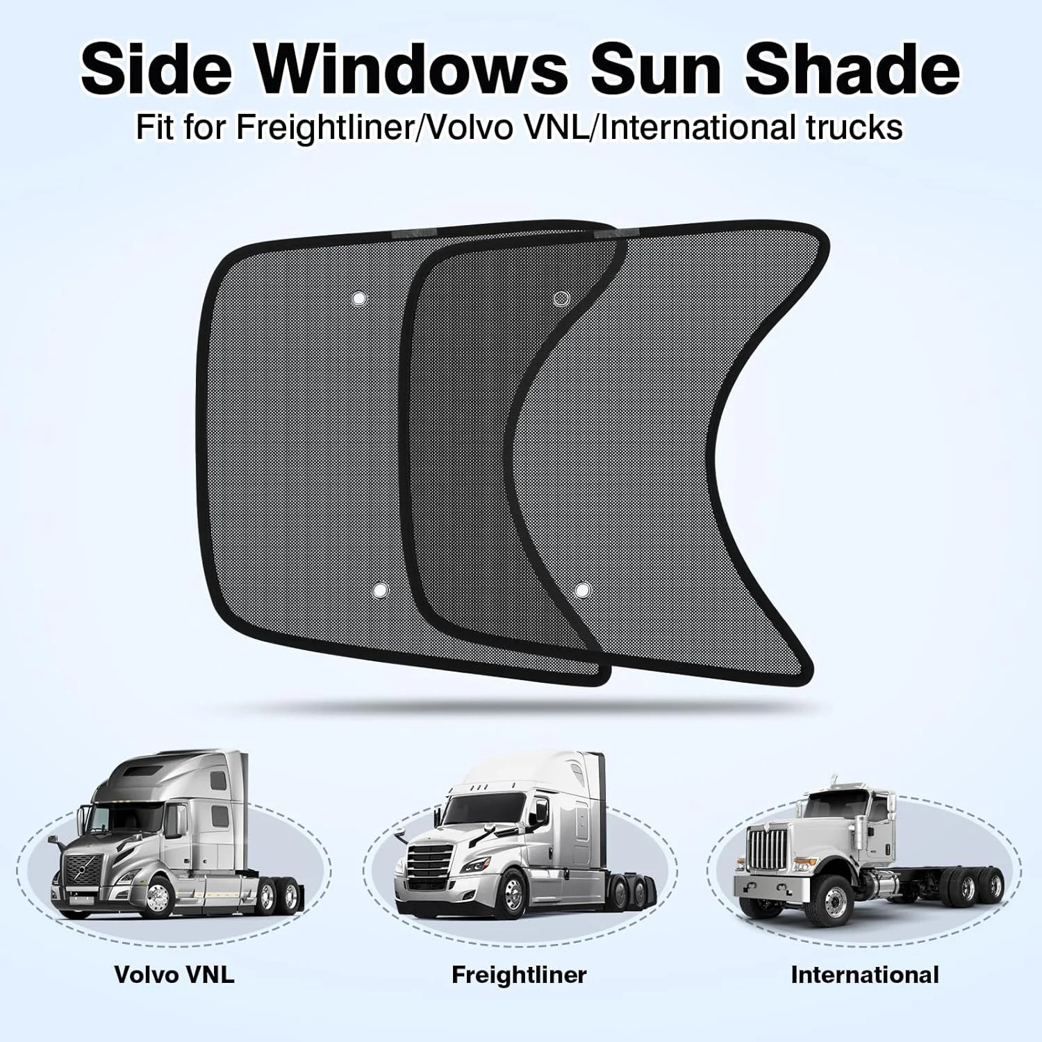Semi Truck Side Window Shades–23x21in Mesh Sun Protection Heavy Duty 2pc