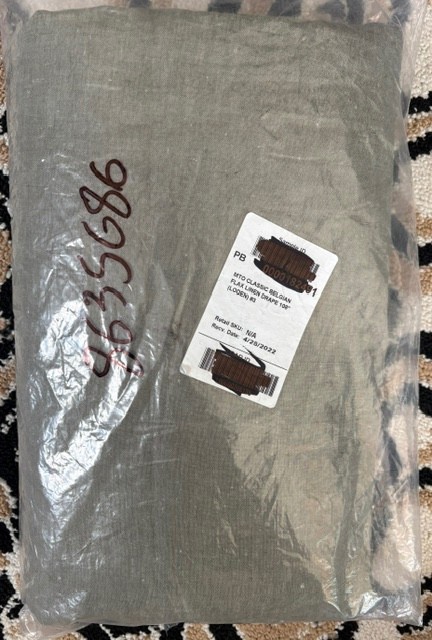 New Pottery Barn BELGIAN FLAX LINEN Drape Curtain 50×108 LIGHT FILTERING *LODEN*