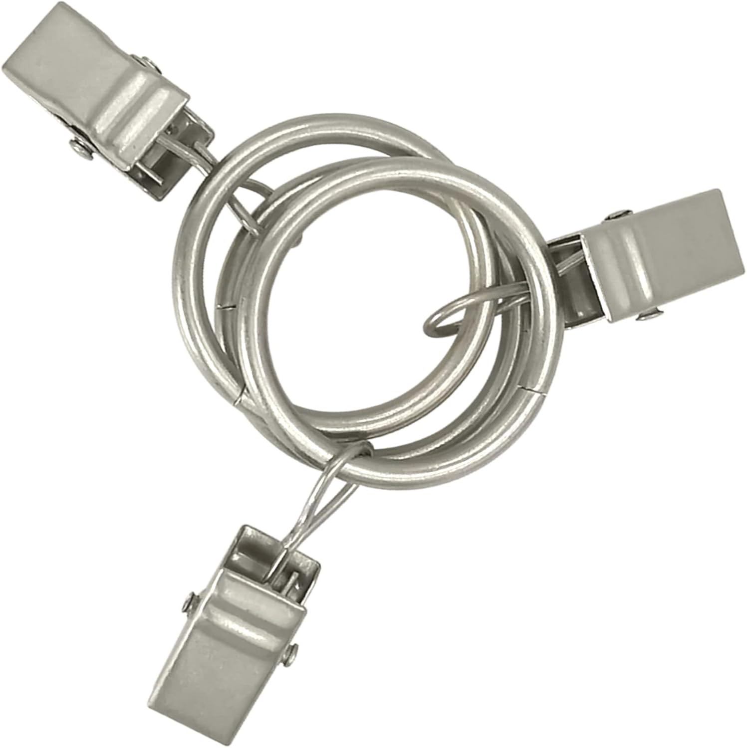 44 Pack Matte Silver Curtain Rings with Clips, Curtain Hooks Hangers Clip Rings