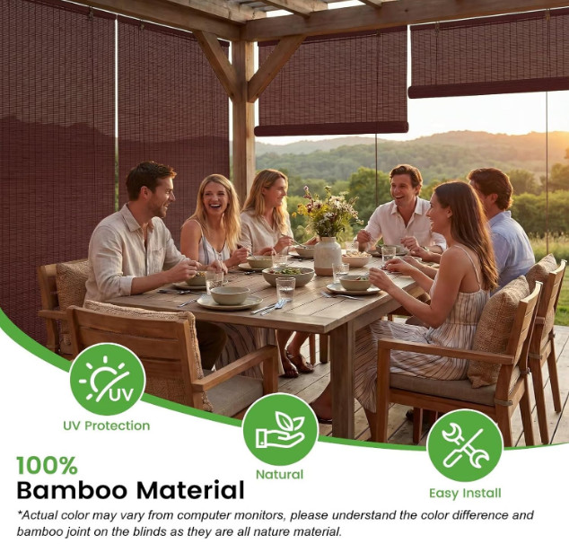 Bamboo Blinds Roller Shades for Windows Bamboo Shades for Indoor and Outdoor Pat