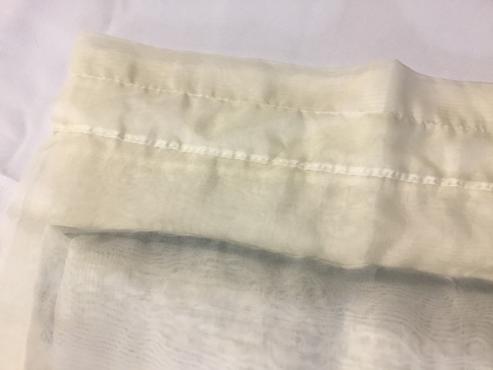 JC Pennys Curtains Sheer 52” X 64” White With Green Trim Rod Pocket