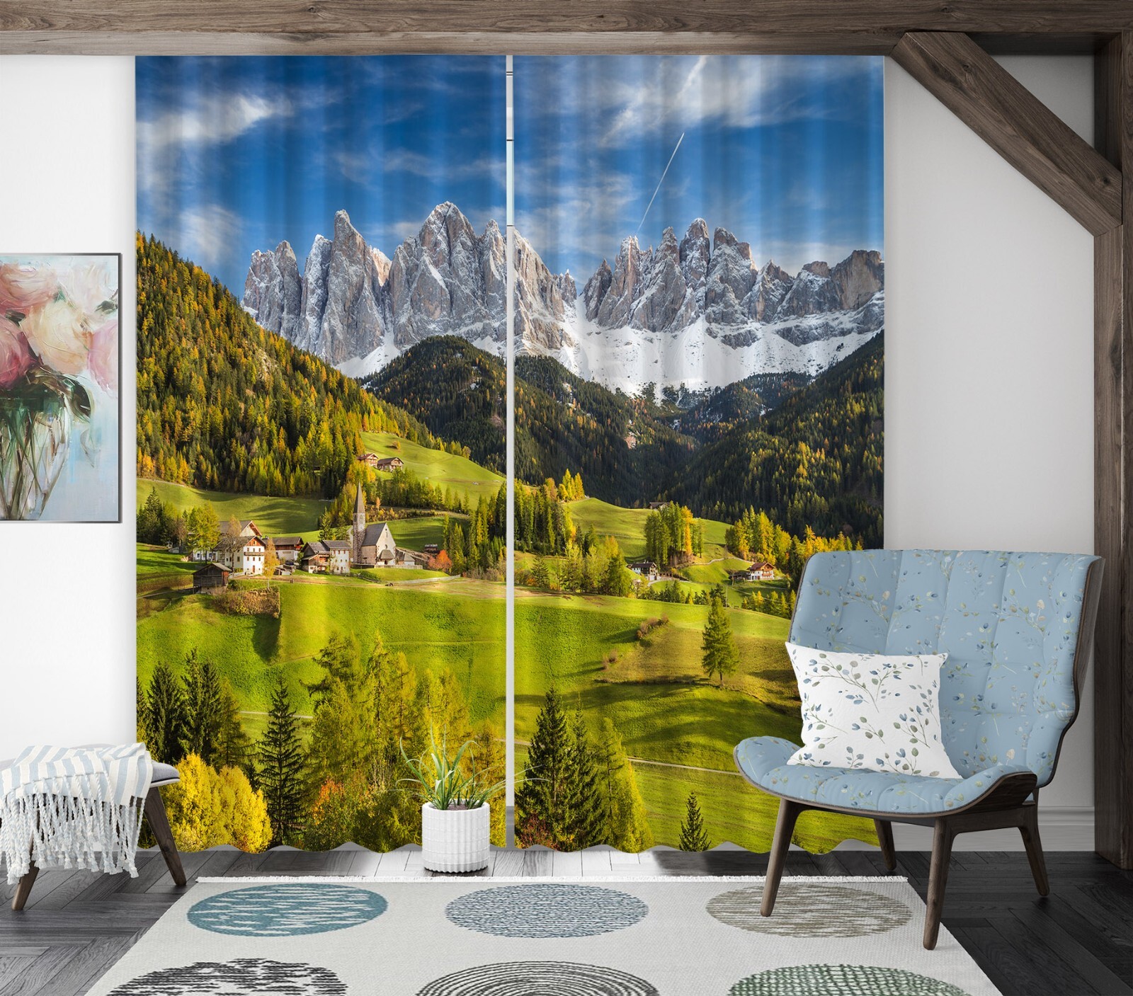 3D Hillside Lawn K2219 Window Photo Curtain Printing Fabric Panda 2023