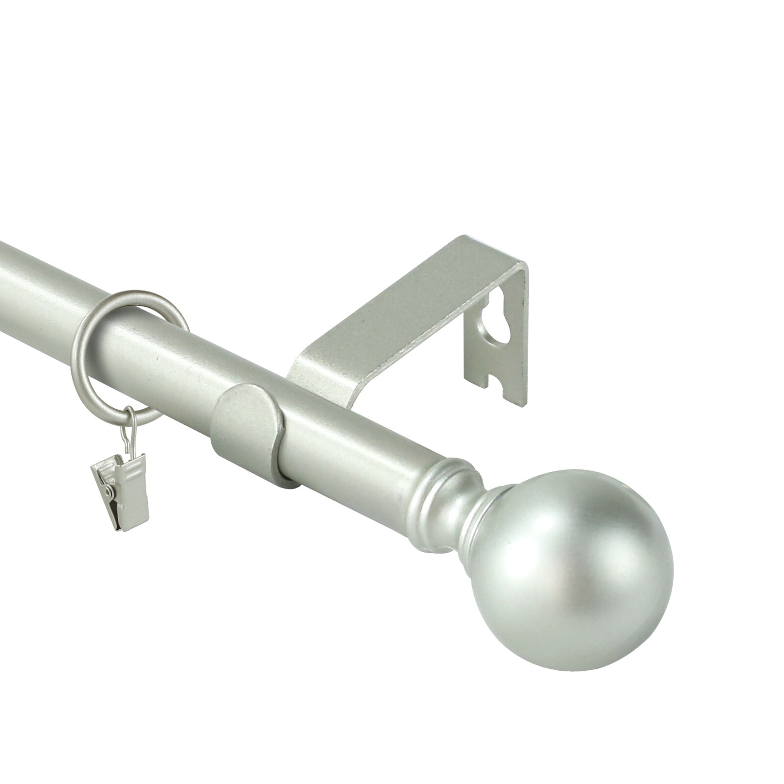 Ball Adjustable Single Drapery Curtain Rod Set with Many Rings, 5/8″, 28″-120″