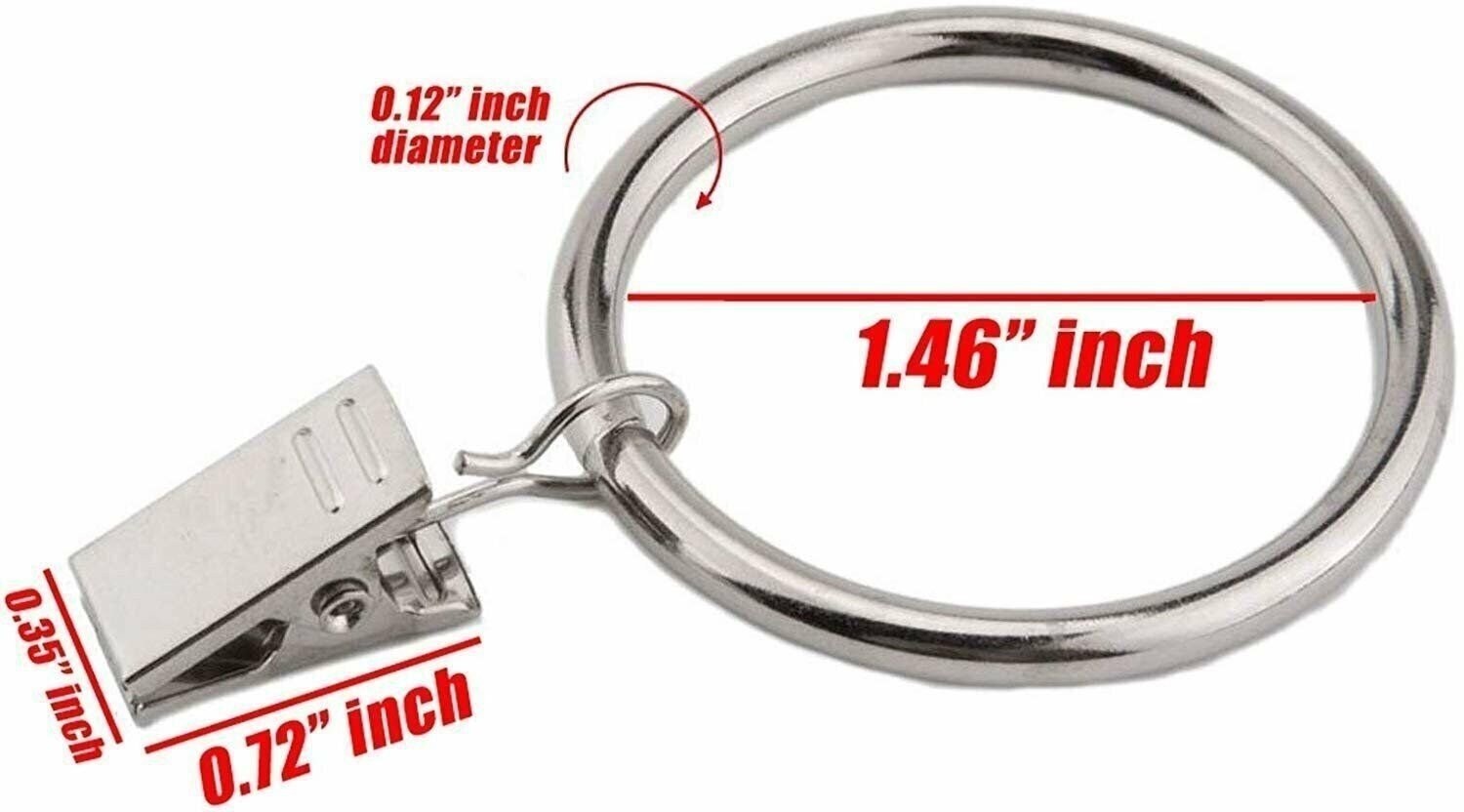 8 Pcs 1.5″ inch Openable Metal Curtain Rings with Clips Chrome Silver