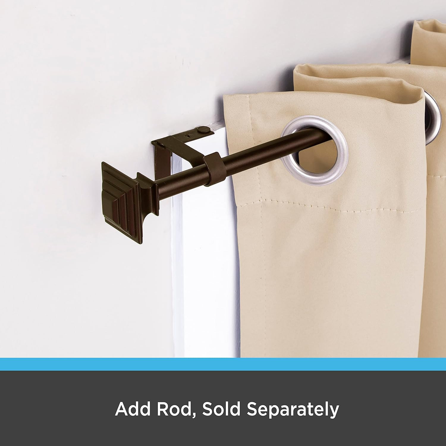 – Fast Fit Curtain Rod Brackets, No-Drill, No-Measure Installation, Durable Meta