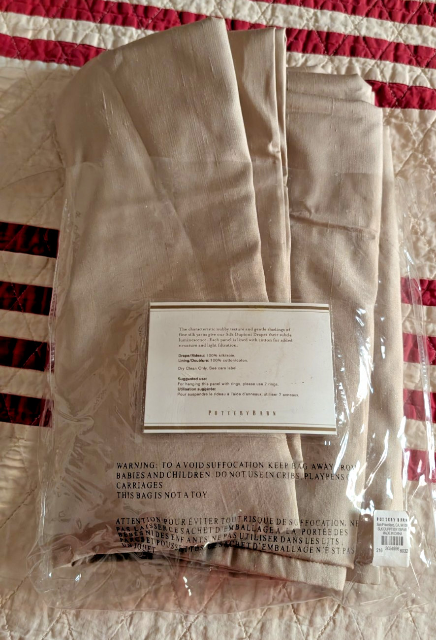 Pottery Barn Foundations Silk Dupioni Drape Rideau Lined pole top drapes panels