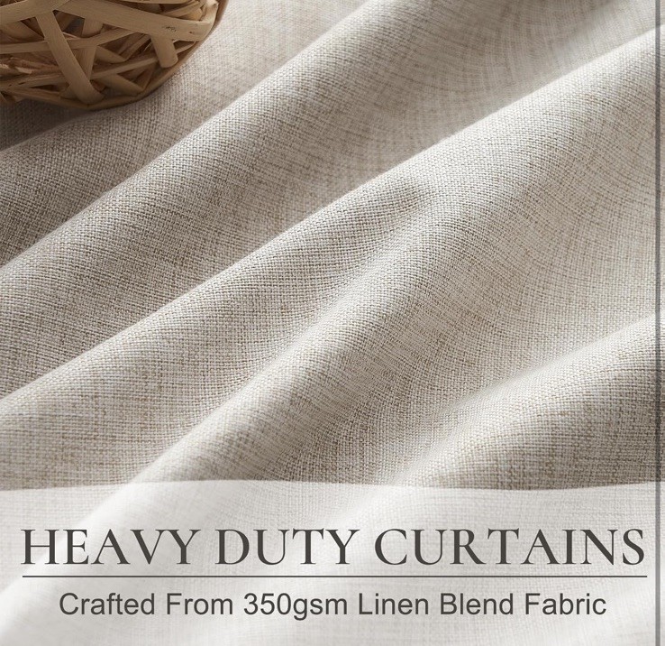 Natural Linen Pinch Pleated Blackout Curtains & Drapes W 40″x L 94″ 2 Panels Set