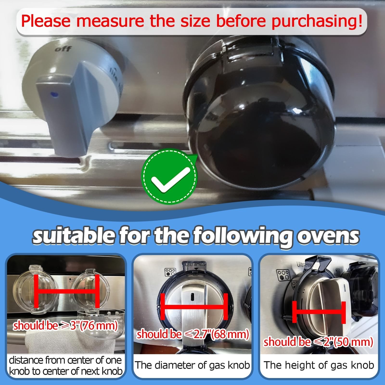 Stove Knob Covers, Black, 5 Pack Black-5 PACK