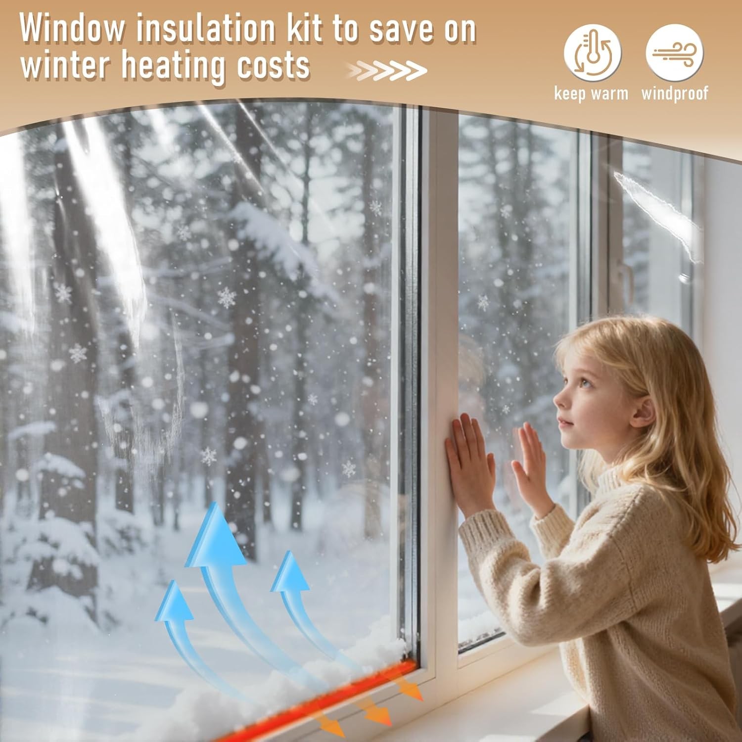Window Insulation Kit Winter Shrink Film w Tape 5 Pack 42x62in Thermal Seal