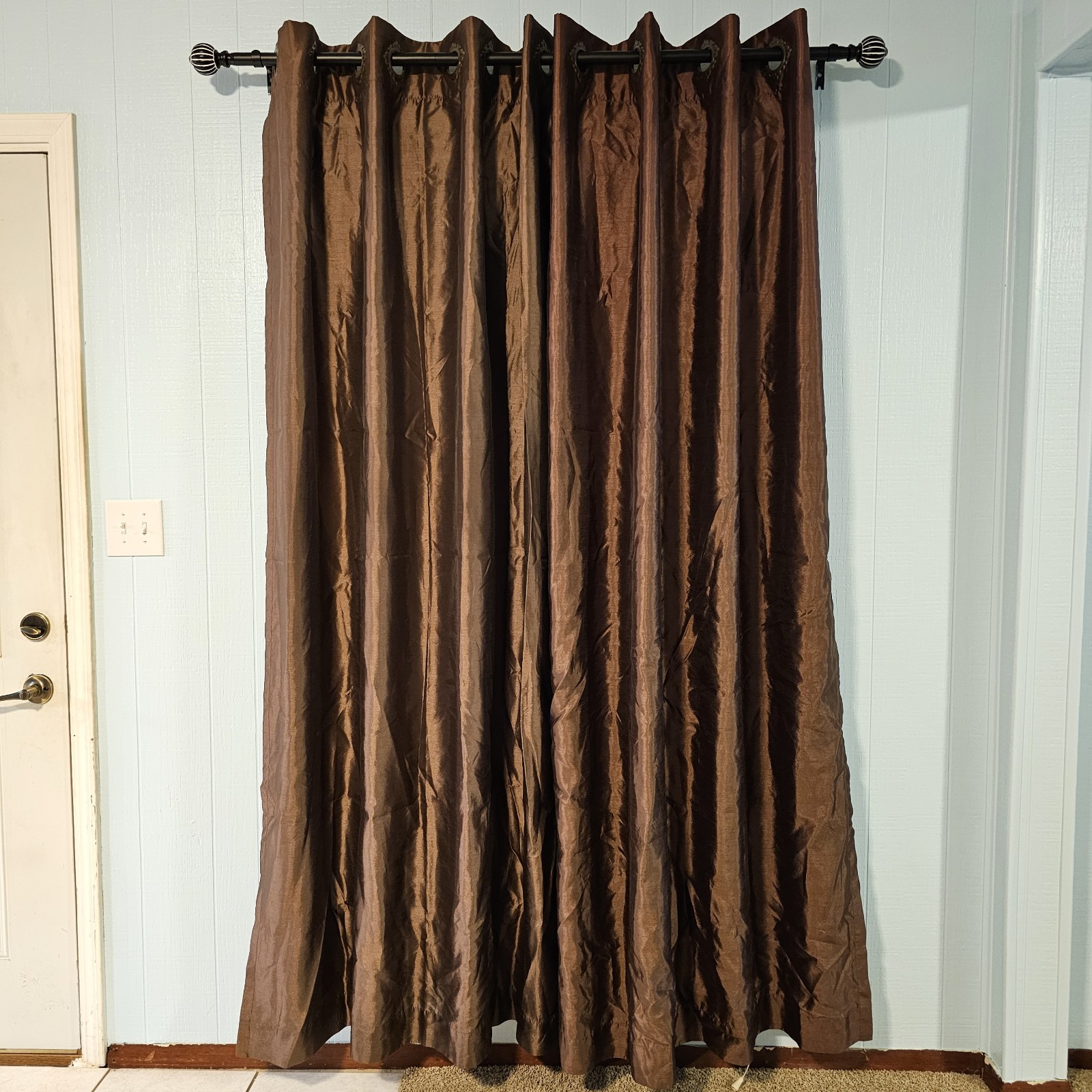 Royal Velvet Chocolate Brown Blackout Curtains 2 Panels 50″ x 84″ Bronze Grommet
