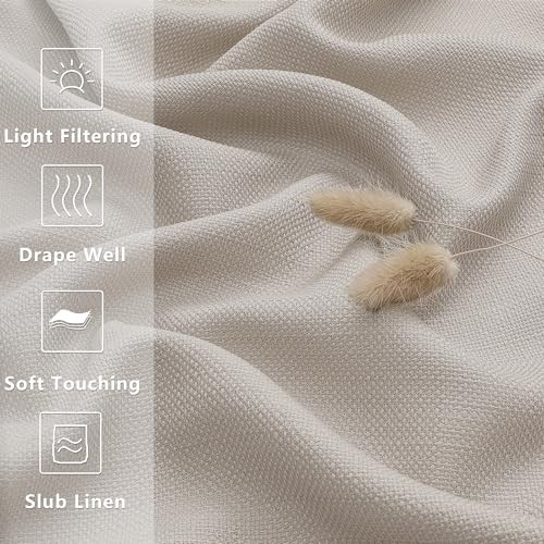 Curtains 30 Inch Length 2 Panels, Light 30″W x 30″L (Pack of 2) Moon Beige