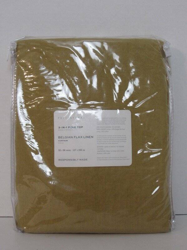 Pottery Barn Belgian Flax Linen Curtain Light Filtering 50″ x 96″ Gold Harvest