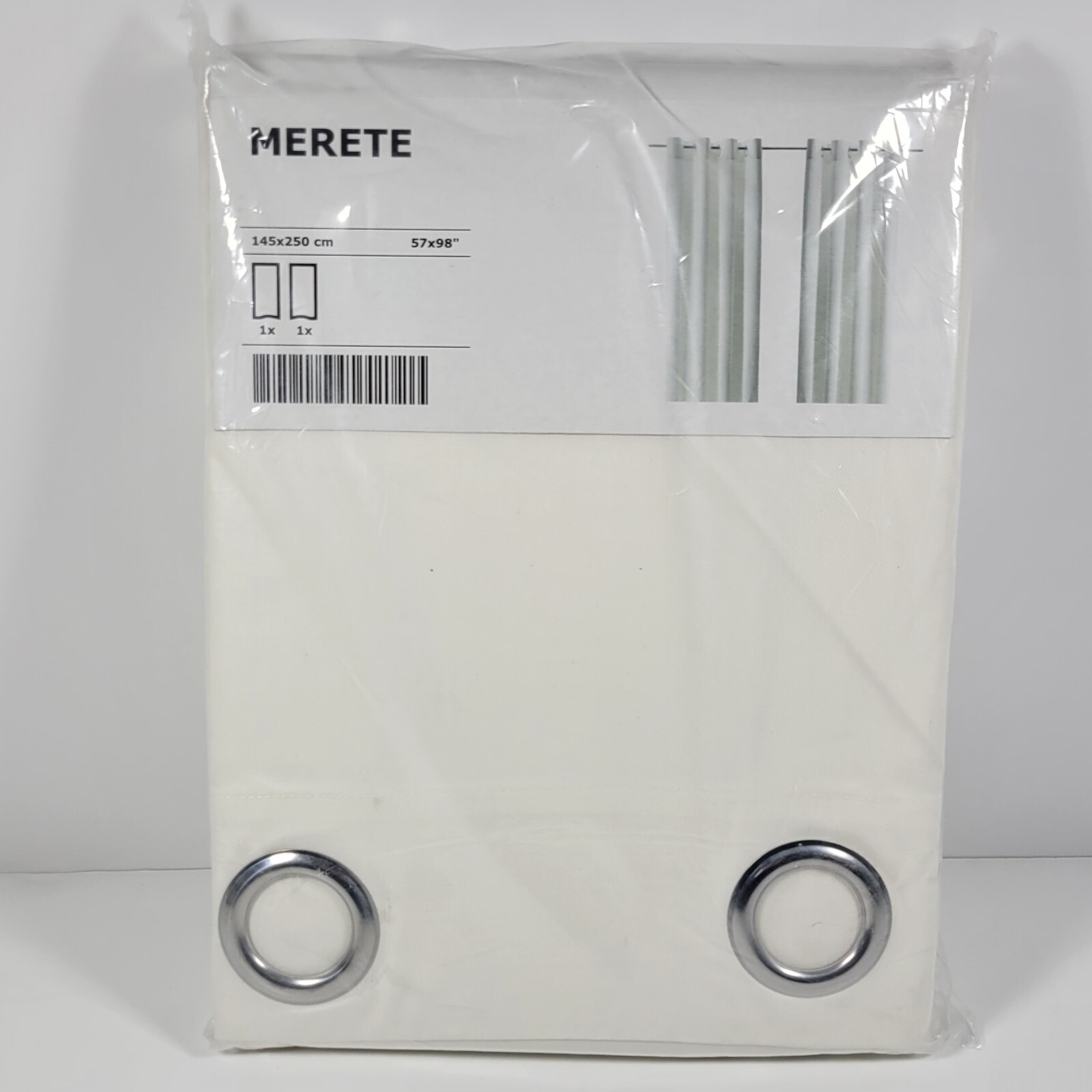 1 Pair IKEA MERETE Curtain Drapes Room Darkening 57×98″ Grommets Bleached White