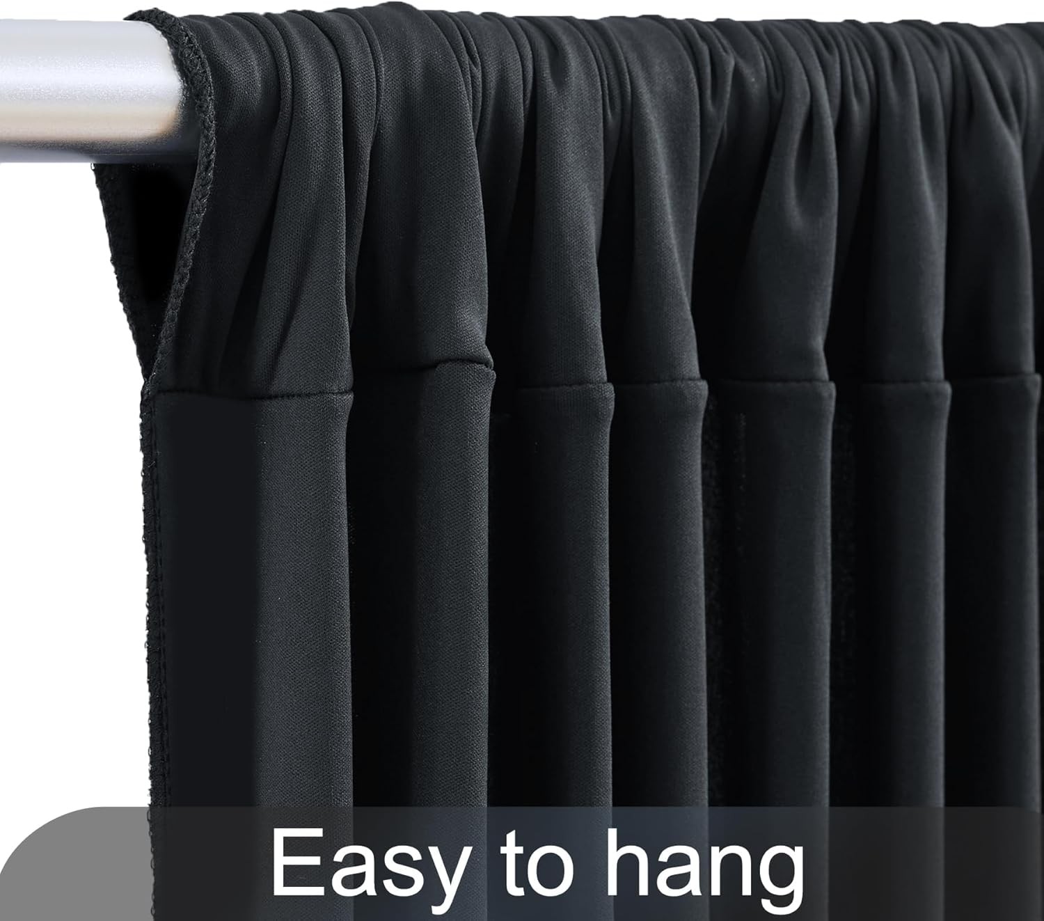40ft x 10ft Black Backdrop Curtains for Parties, Wrinkle Fabric Drapes for