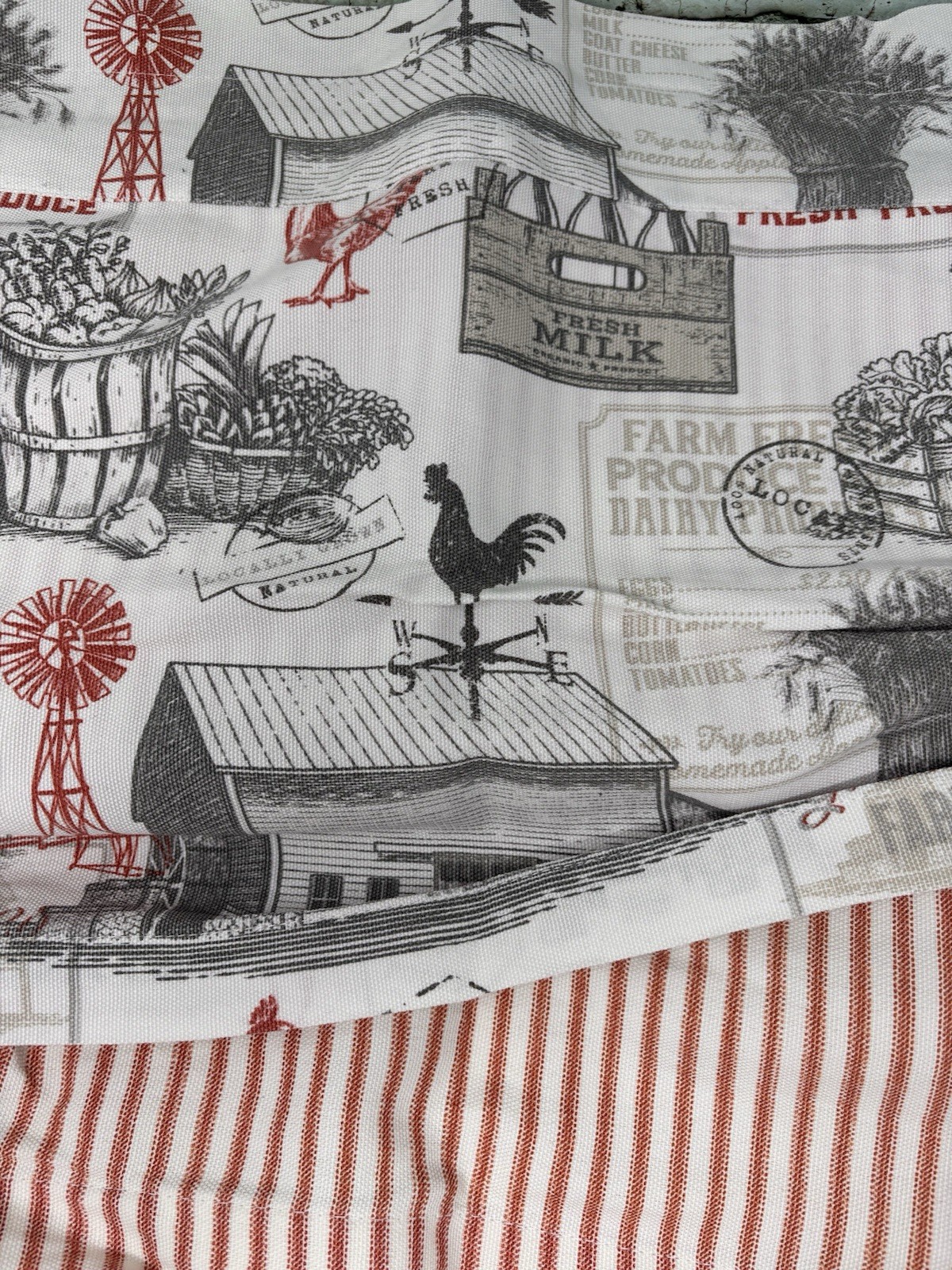 Better Homes & Gardens Red Rustic Farm Print Valance 60 x 16” Farmhouse Country
