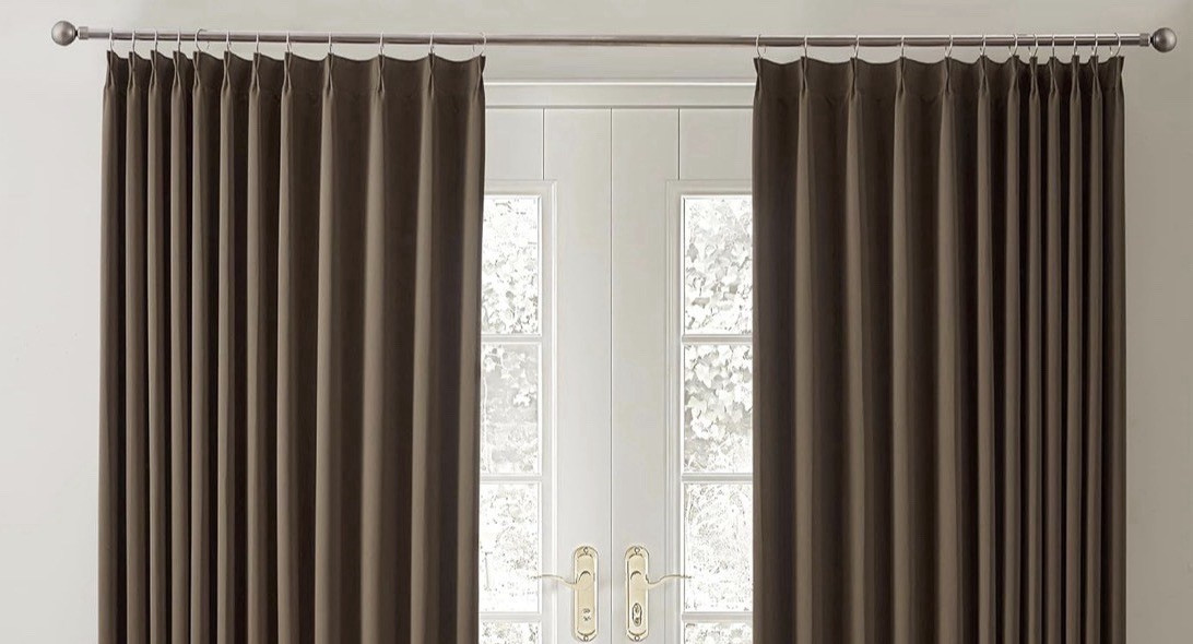 Chocolate Brown Blackout Pinch Pleated Curtains 40×92, Set of 2