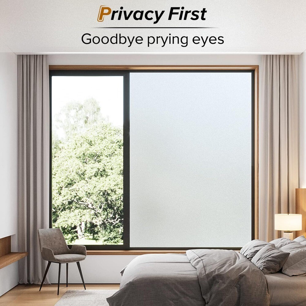 rabbitgoo Privacy Frosted Window Film Static Cling Opaque Glass Sticker Anti-UV