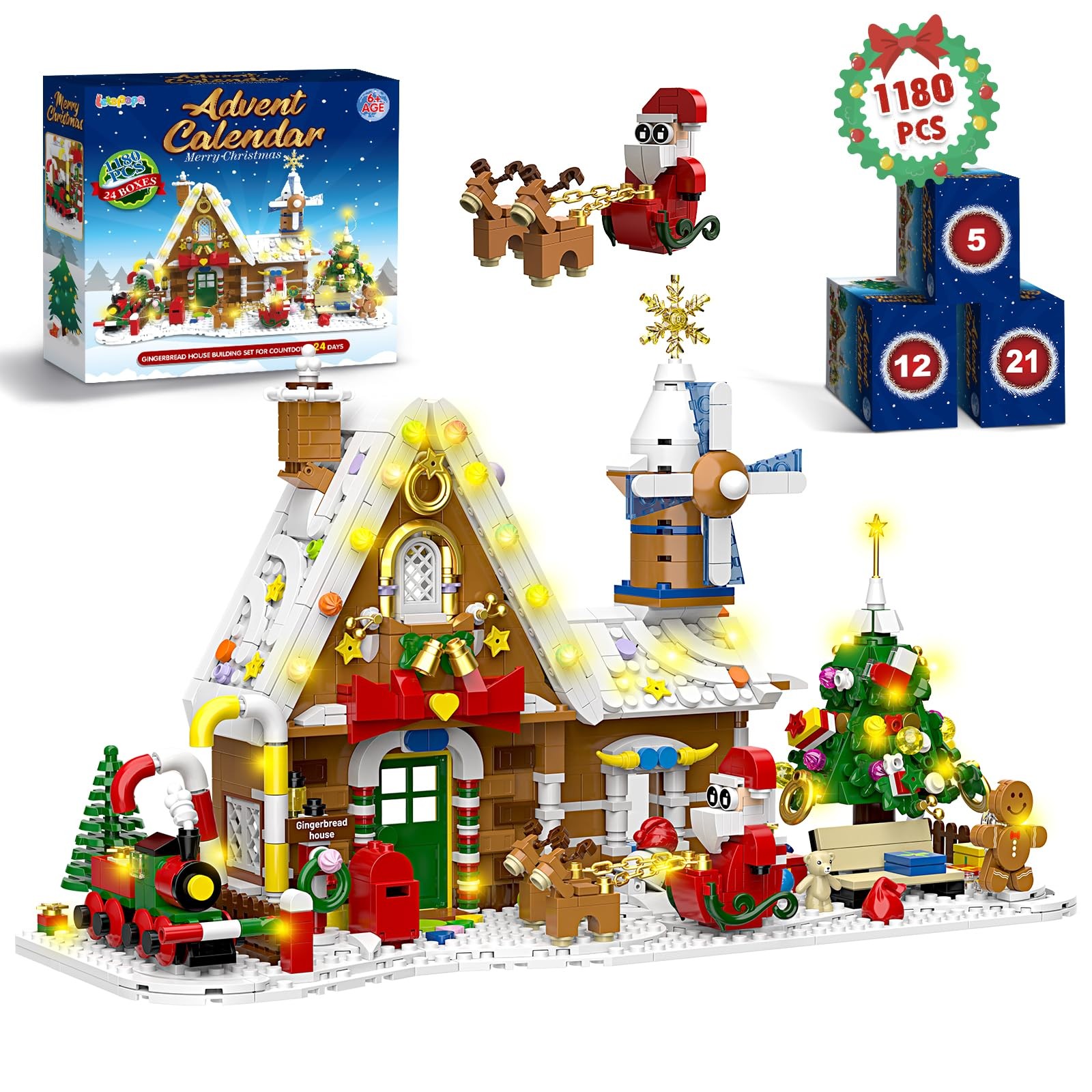 Advent Calendar 2025, Gingerbread House Building Set with Lights, 24 Days Chr…