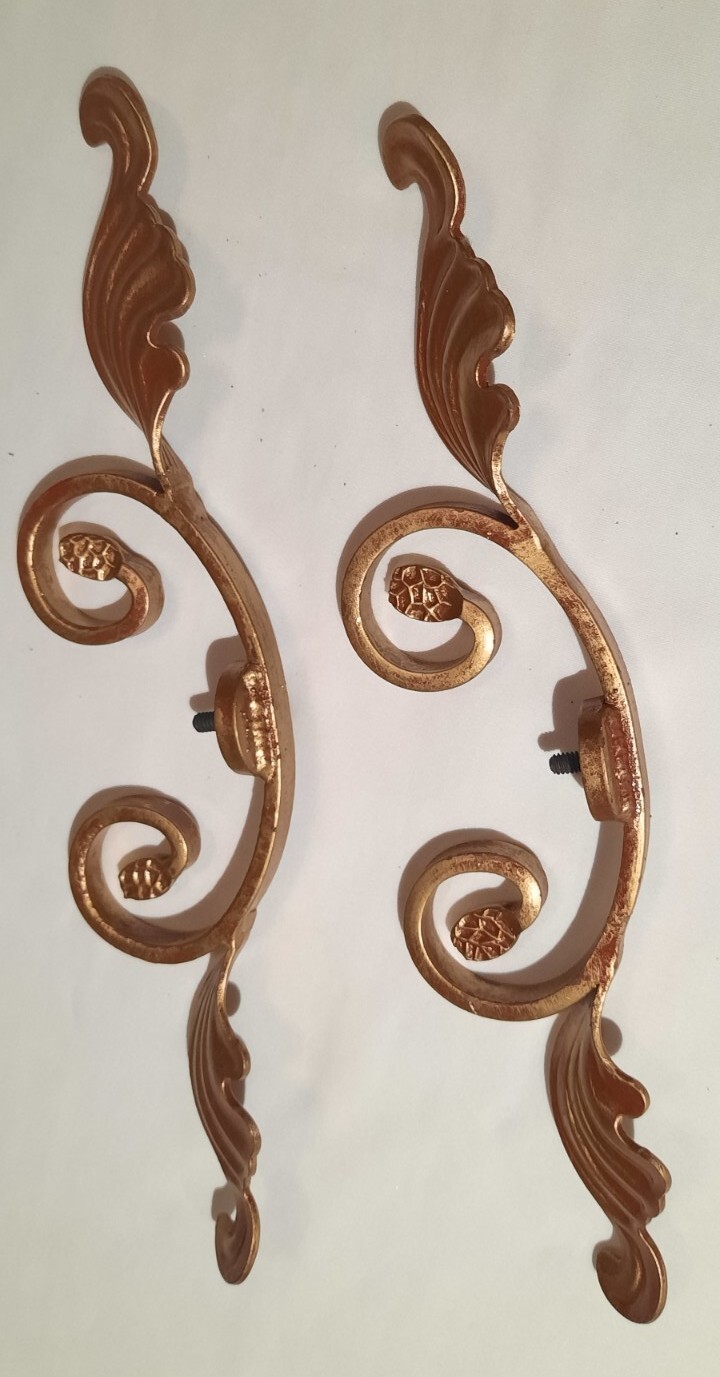 Antique Cast Iron Drapery Finials Hardware Angel Cherub With 8 Drapery Rings