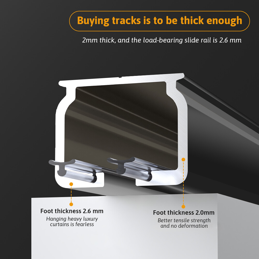 Aluminium Heavy Duty Curtain Track Kit with Hooks 3M Ceiling Mount for Space