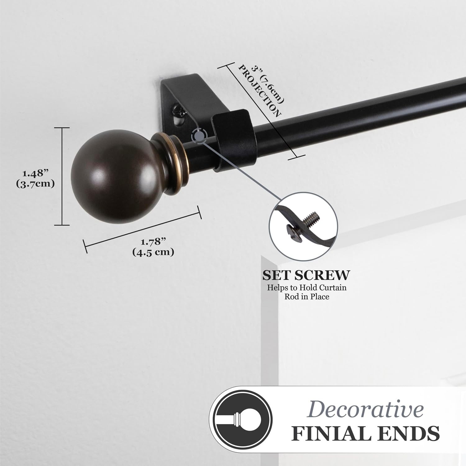 Versatile Chelsea Curtain Rod 48-86″ – Supports Light to Medium Weight Curtains