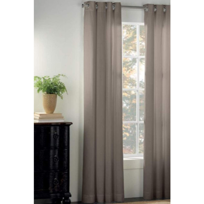 Curtain panel 84″L x 50″W beige khaki tan grommet top cotton twill mocha