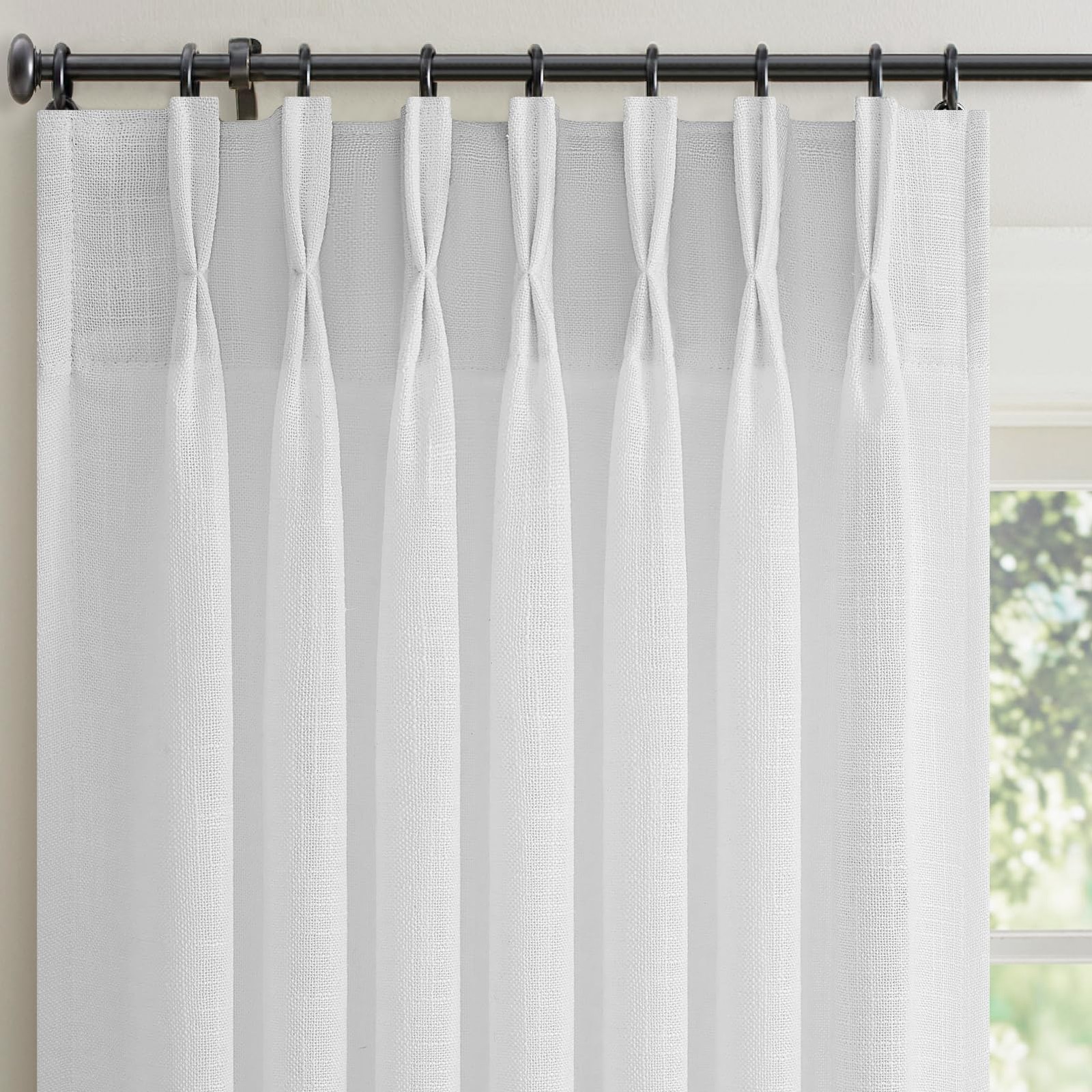 Off-White Pinch Pleated Curtains 96 Inches Long for Living Room 2 Panels Sets…
