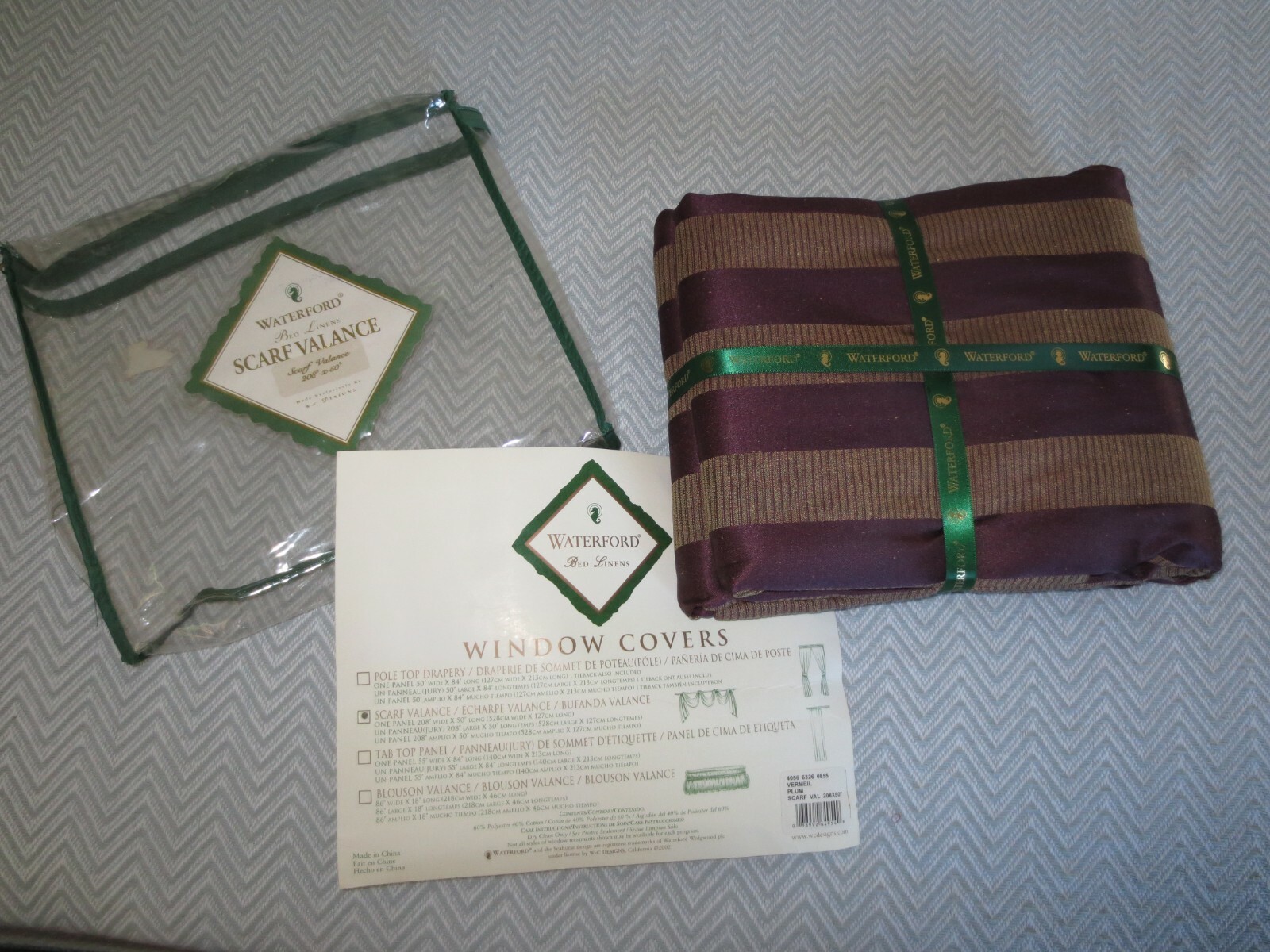 NIP Waterford VER4MEIL PLUM Polyester Cotton SCARF VALANCE – 208″ x 50″