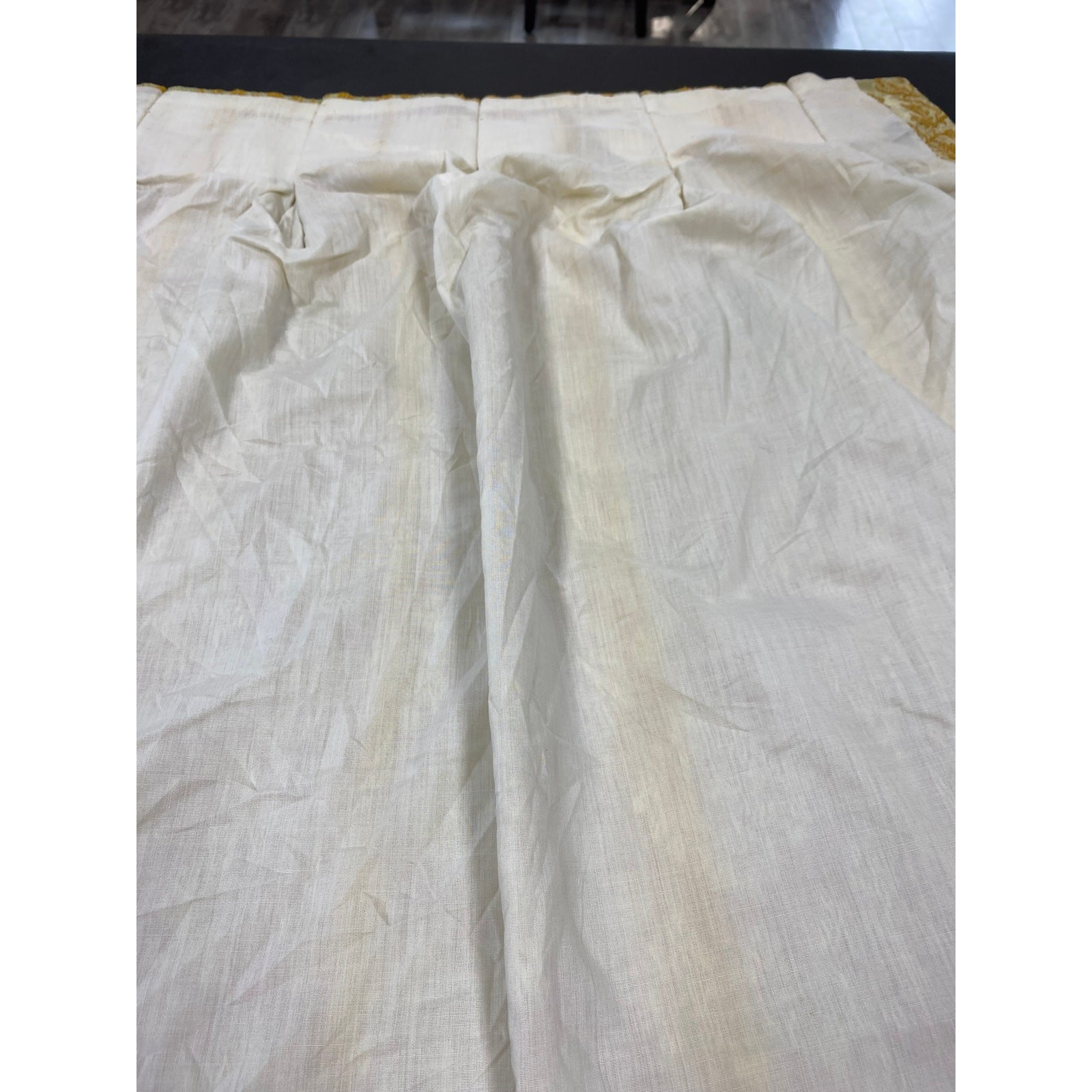 Vintage MCM Gold Damask Pinch Pleat Curtains 2 Panels 81×80 Mid Century Modern