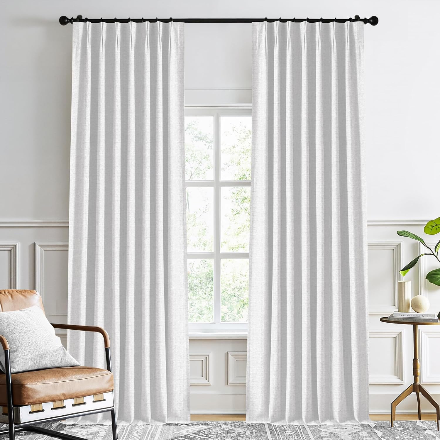 PRO Greyish White 100% Blackout Curtains, 40×95″, Thermal Insulated Drapes