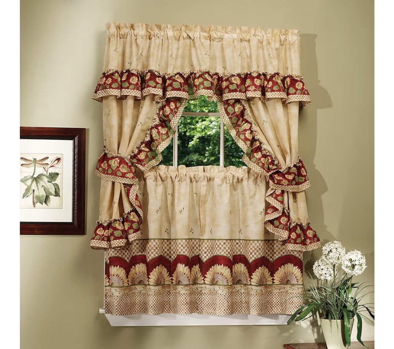 Achim Home Decor – Set of printed window curtains, 57X36 sunflower Polyester