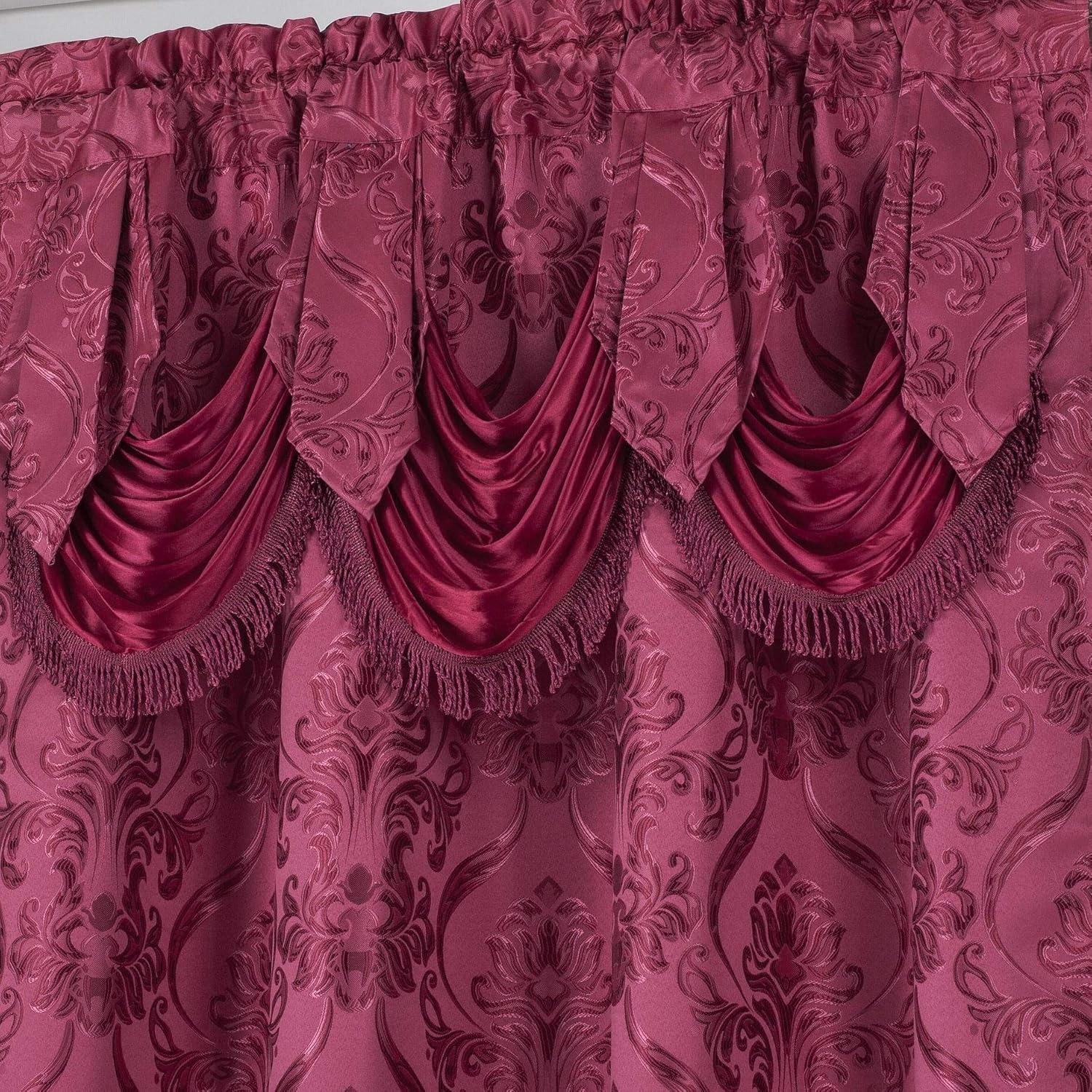 New 4 Piece Drape Set with Attached Valance and Sheer with 2 Tie Backs Includ…