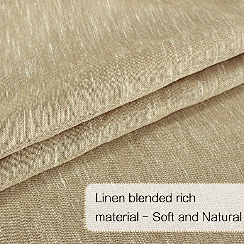 Door Window Curtain Panel, Soft Beige Linen Farmhouse Elegant 52″W x 72″L Tan