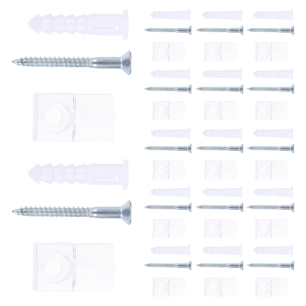 30 Sets Glass Plastic Retaining Clip Cabinet Fasteners Mirror Holders