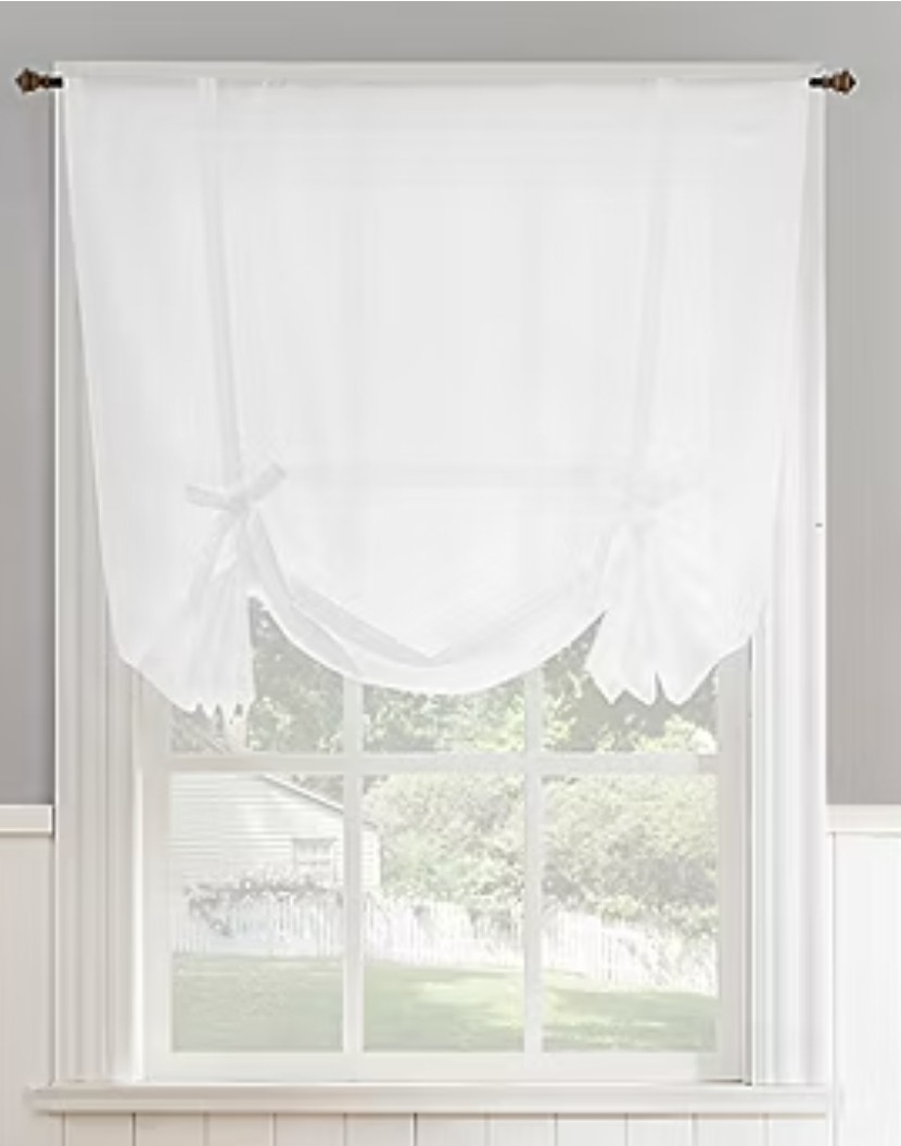(2-pack) No 918 Lawson Light-Filtering Rod Pocket Tie-Up Shades 40W x 63L White