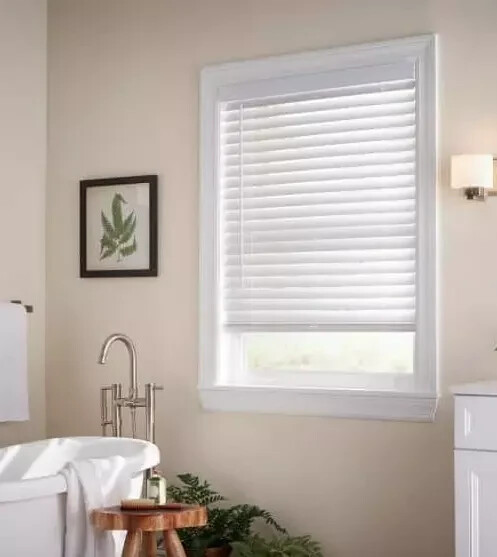 White Cordless Room Darkening 2″ Faux Wood Blind for Window – 27.5″W x 48″L