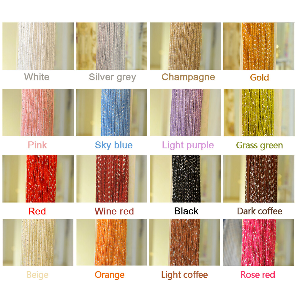 String Door Curtain Bead Silver Ribbon Doorway Room Dividers Window Panel Tassel